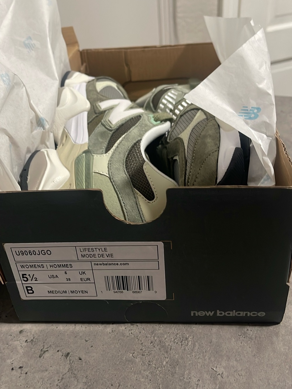 New Balance Kids Green and Cream Suede Mesh Sneakers